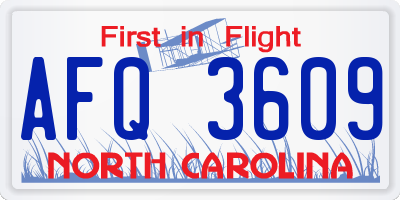 NC license plate AFQ3609