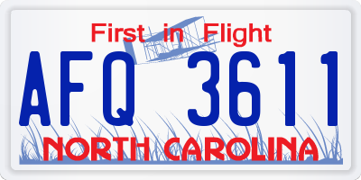 NC license plate AFQ3611