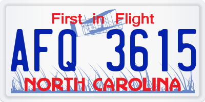 NC license plate AFQ3615