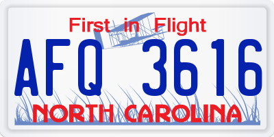 NC license plate AFQ3616