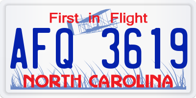 NC license plate AFQ3619