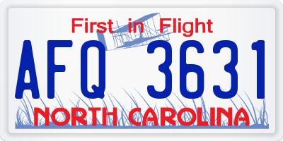 NC license plate AFQ3631