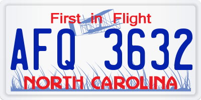 NC license plate AFQ3632