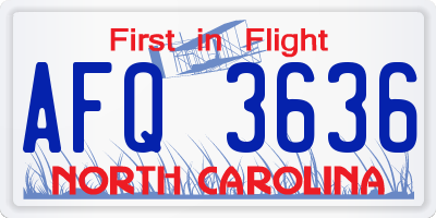 NC license plate AFQ3636
