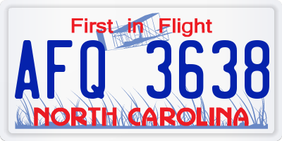 NC license plate AFQ3638