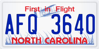 NC license plate AFQ3640