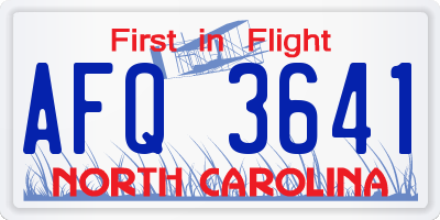 NC license plate AFQ3641