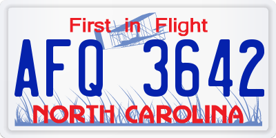 NC license plate AFQ3642