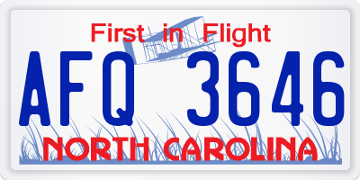 NC license plate AFQ3646