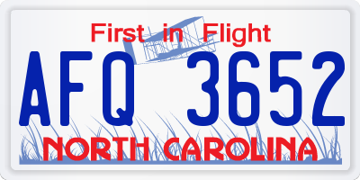 NC license plate AFQ3652