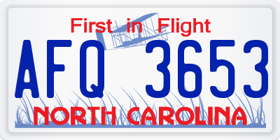 NC license plate AFQ3653