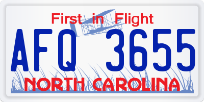 NC license plate AFQ3655