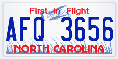 NC license plate AFQ3656