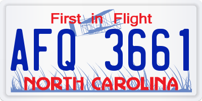 NC license plate AFQ3661