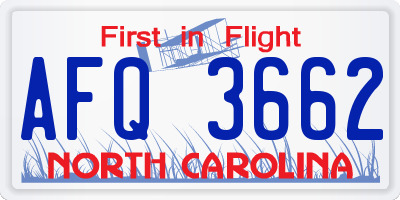 NC license plate AFQ3662