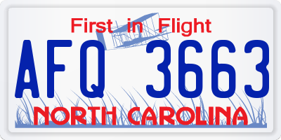 NC license plate AFQ3663