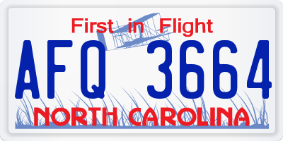 NC license plate AFQ3664