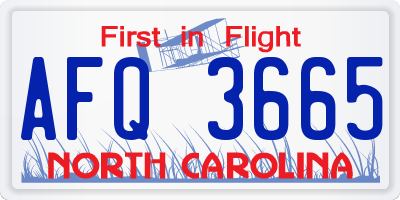 NC license plate AFQ3665