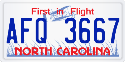 NC license plate AFQ3667