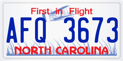 NC license plate AFQ3673