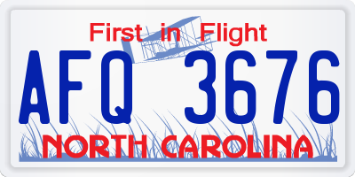 NC license plate AFQ3676