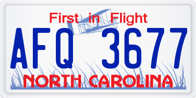 NC license plate AFQ3677