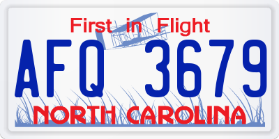 NC license plate AFQ3679