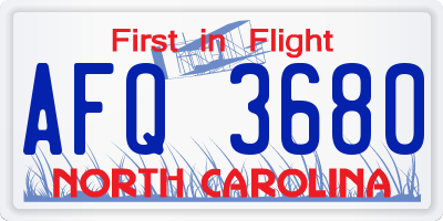 NC license plate AFQ3680