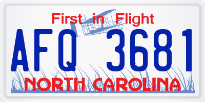 NC license plate AFQ3681