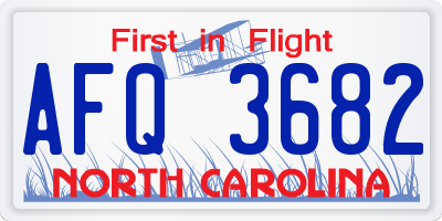 NC license plate AFQ3682