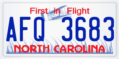 NC license plate AFQ3683