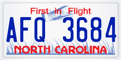 NC license plate AFQ3684