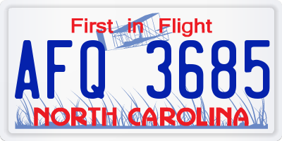 NC license plate AFQ3685
