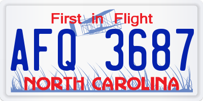 NC license plate AFQ3687