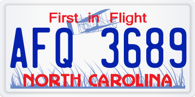 NC license plate AFQ3689
