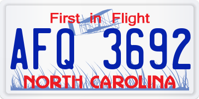 NC license plate AFQ3692