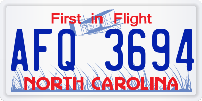NC license plate AFQ3694
