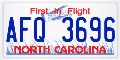 NC license plate AFQ3696