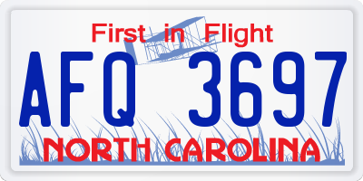 NC license plate AFQ3697