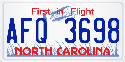 NC license plate AFQ3698