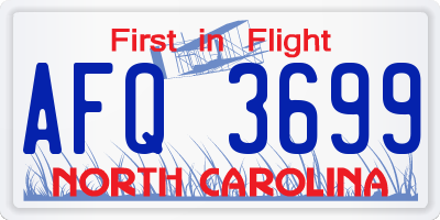 NC license plate AFQ3699