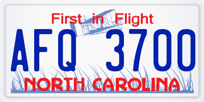 NC license plate AFQ3700