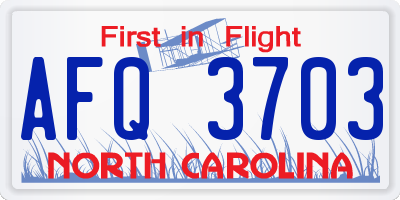 NC license plate AFQ3703