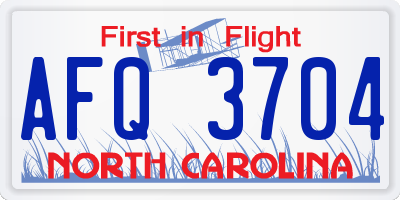 NC license plate AFQ3704
