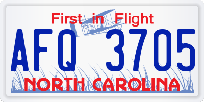NC license plate AFQ3705