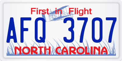 NC license plate AFQ3707