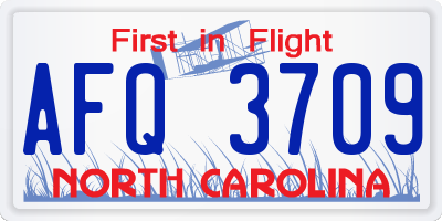 NC license plate AFQ3709