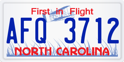 NC license plate AFQ3712
