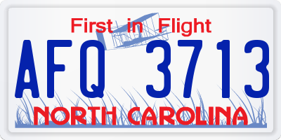 NC license plate AFQ3713