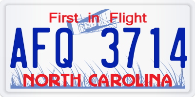 NC license plate AFQ3714